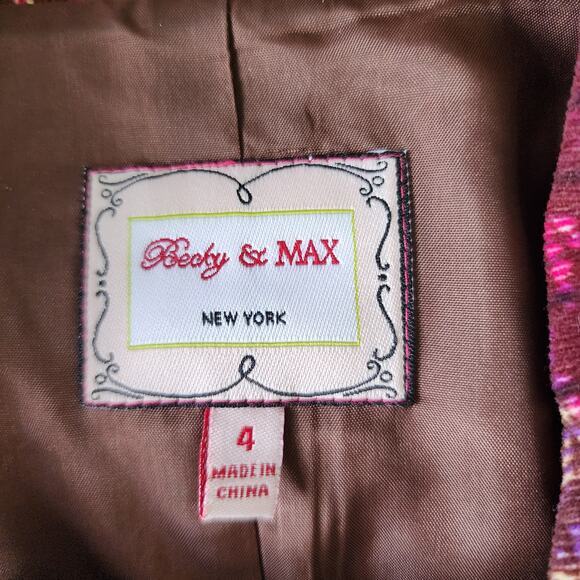 Becky & Max Brown Red Maroon Bolero Short Blazer Woman's Jacket Size 4 - Picture 5 of 6